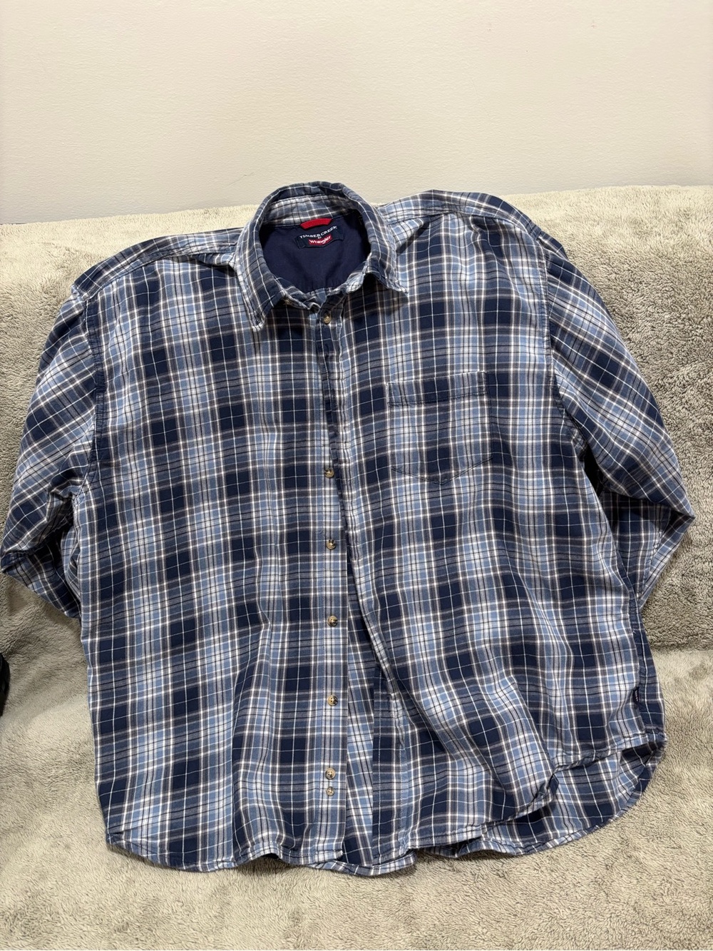 Timber Creek by Wrangler Men's Blue Plaid Button-Up Shirt
